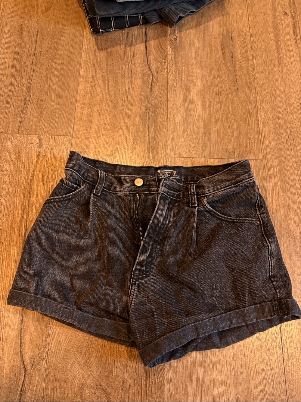 Abercrombie & Fitch Black Washed  Baggy Denim Shorts